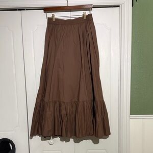 NWT American Eagle High Waisted Ruffle Brown Maxi Skirt Size S